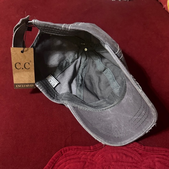 C.C Charcoal Distressed Baseball Cap - Picture 1 of 2